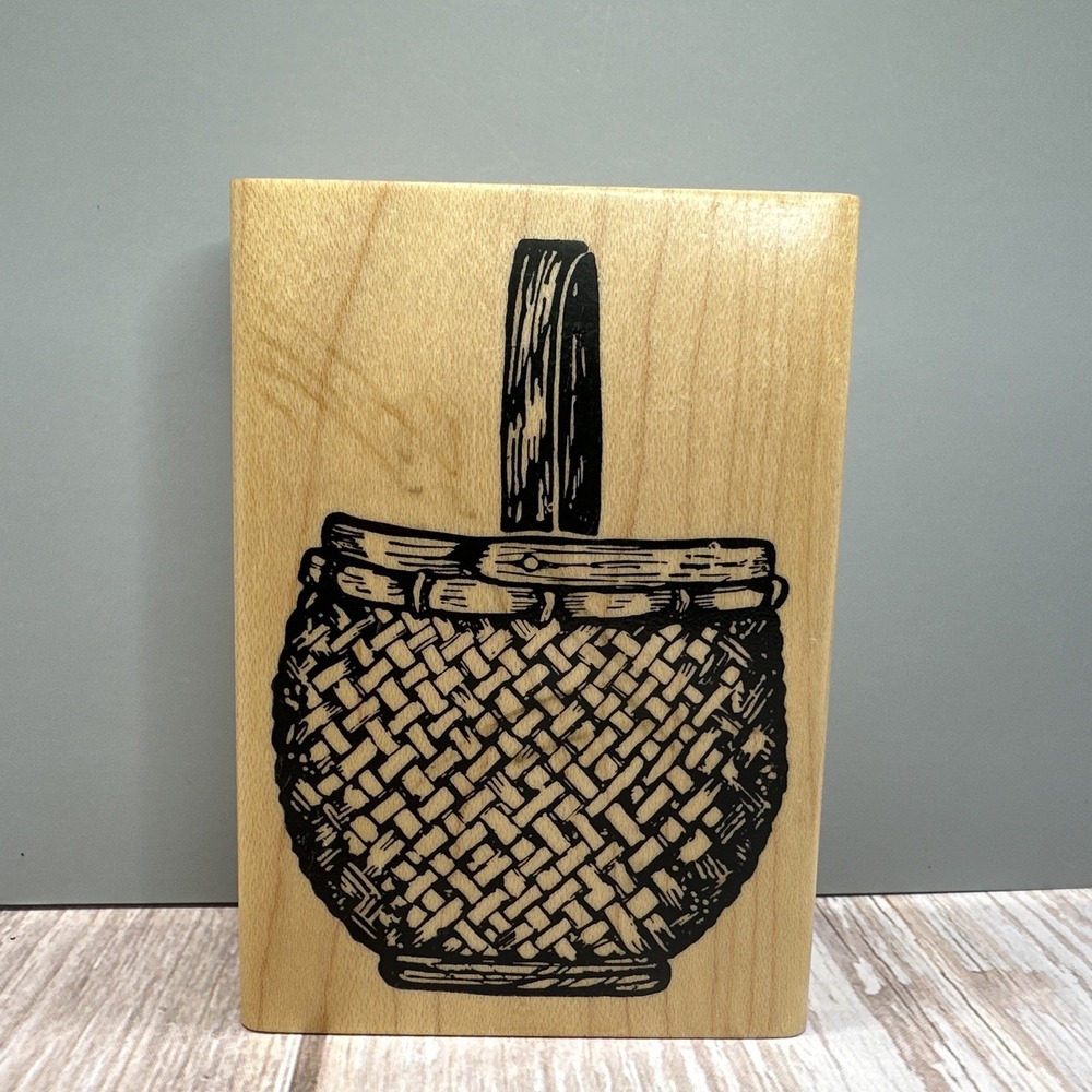 Vintage Flower‎ Basket - Posh Impressions Oriental Basket - Rubber Stamp Wood